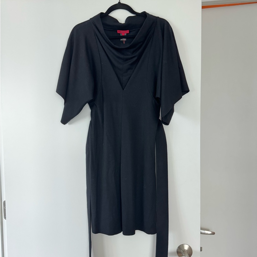 Vivienne Tam Black Petite Cotton Tie Dress NWT